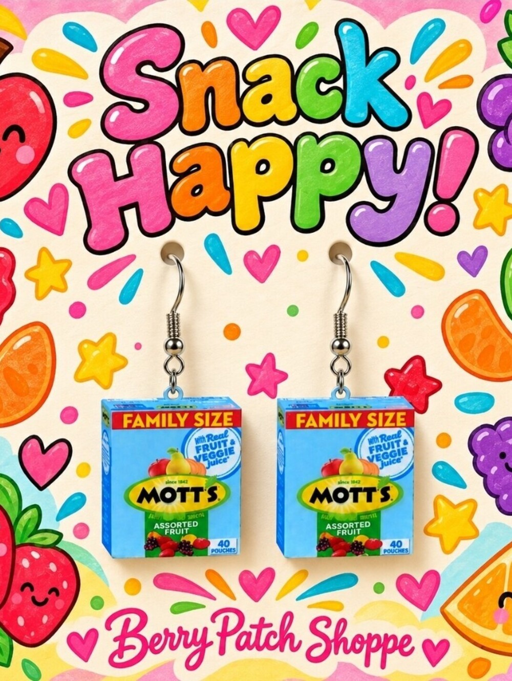 Fun Jewelry Fruit Snack Gummy Candy Foodie Novelty Hypoallergenic Earrings